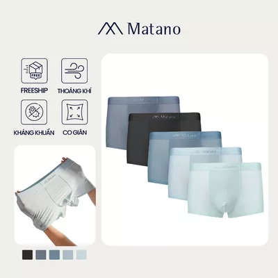 COMBO 5 Quần Boxer Nam Lụa Băng Trơn MATANO QL065 basic, co giãn, ôm, mềm mại, thoáng mát, kháng khuẩn, thấm mồ hôi