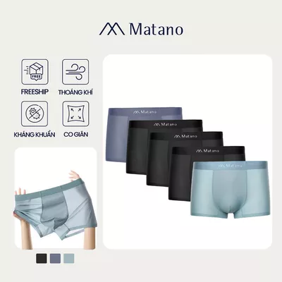 COMBO 5 Quần Boxer Nam Lụa Băng Thông Hơi Matano QL066 thông thoáng, mềm mại, co giản, kháng khuẩn, thấm hút mồ hôi