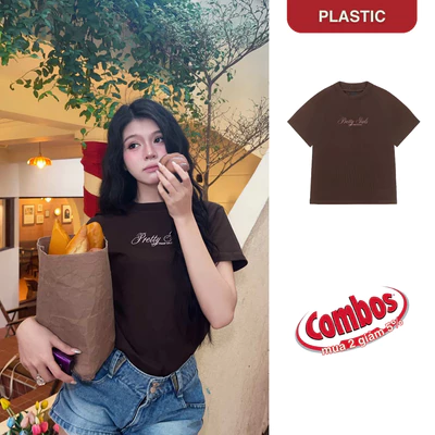 Áo thun babytee nâu "Trap Music" vải cotton 250gsm cao cấp, ôm dáng chuẩn form fit dày dặn