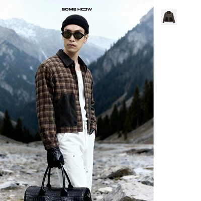 [N] Áo Khoác Slimfit The Brown Check Phối Nhung Tăm Cổ Áo Túi Hộp Phong Cách Vintage, AK0097 SOME HOW STORE