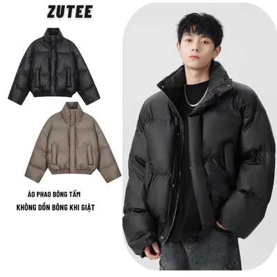Áo Phao Boxy Không Dồn Bông ZUTEE Dày Dặn Cổ Cao Dài Tay Áo Phao Bông Tấm Cơi Béo