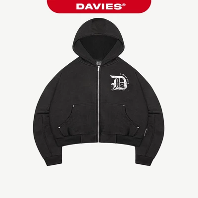 Áo khoác hoodie zip nam nữ mũ to DAVIES hoạ tiết hình in lụa 2 mặt viền tay đính nút kim loại bo chun Medievel | D-HD6