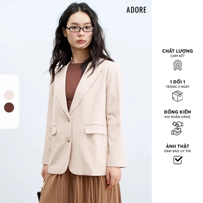 Blazer cổ 2 ve basic 2 khuy màu nâu latte/ beige - 512BL1005  ADORE
