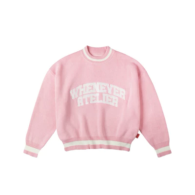 “WHENEVER” ÁO KHOÁC SWEATER LEN - BASIC LOGO KNIT SWEATER / PINK
