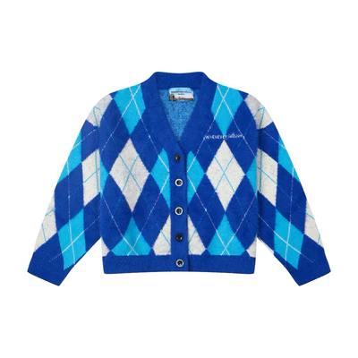 “WHENEVER” ÁO KHOÁC CARDIGAN HỌA TIẾT -  COZY PLAID KNIT CARDIGAN / BLUE