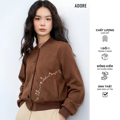 Bomber nâu cà phê thêu túi - 512BO1001 ADORE