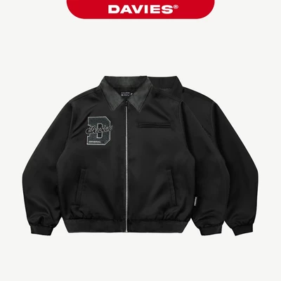 Áo khoác nam nữ local brand DAVIES cổ bẻ màu đen vải kaki, dù 2 lớp form rộng Classic Jacket