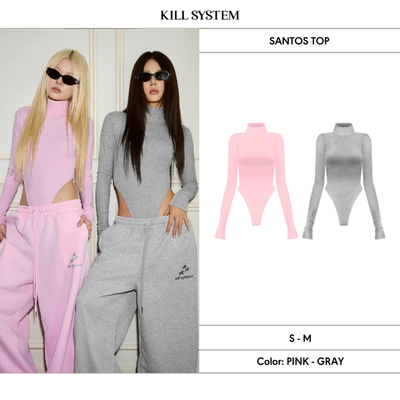 Áo bodysuit trơn tay dài ôm body SANTOS - 𝐊𝐈𝐋𝐋 𝐒𝐘𝐒𝐓𝐄𝐌
