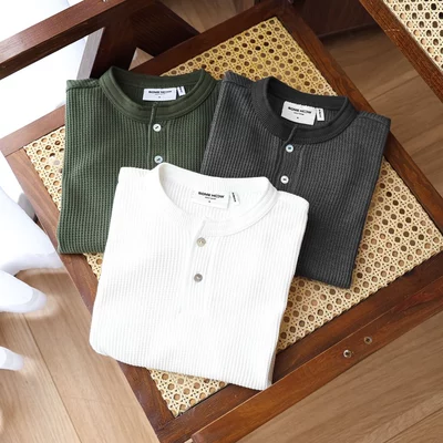 [N] Áo Thun Slimfit Henley Tổ Ong Cotton Thoáng Mát Tôn Dáng Thoải Mái, AT0342 SOME HOW STORE