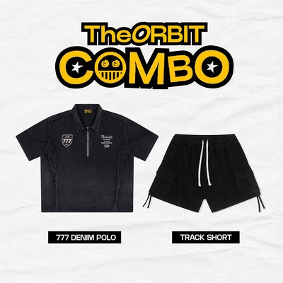 COMBO ÁO + QUẦN The ORBIT 777 Denim Polo + Track Shorts - Local Brand Chính Hãng