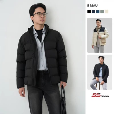 Áo Phao Nam Puffer Heatlock 5S FASHION Cổ Trụ Thời Trang, Phồng Đẹp Dày Ấm 01-M0APH25048-148