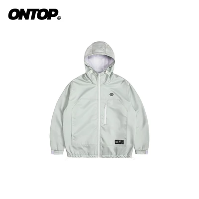 Áo khoác dù dày có mũ nam nữ ONTOP chống nắng, nhiều túi, màu xám trắng Protector Jacket | O-AK4-XT