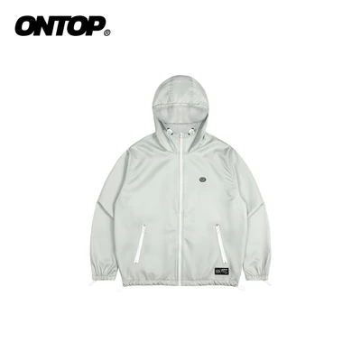 Áo khoác màu xám trắng nam nữ có mũ ONTOP chống nắng, cản gió có túi trong Windward Jacket | O-AK3-XT