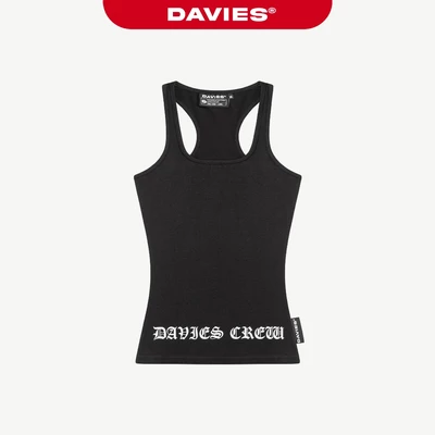 Áo ba lỗ đen form dài streetwear DAVIES hoạ tiết hình in lụa thun co giãn ôm dáng nữ Legacy Top | D-T48-D