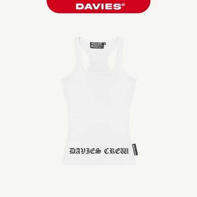 Áo ba lỗ trắng dáng dài DAVIES hình in chữ phong cách hiphop thun ôm sát co giãn nữ Legacy Top | D-T48-T