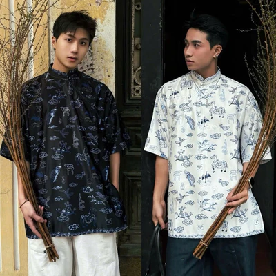 AO PHU QUY YELLOW FLICKER  NUT CAI HOA TIET IN UNISEX