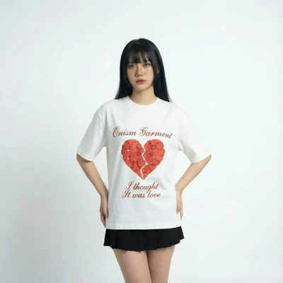 [Deal Mở Bán] Áo thun Nữ "Love" unisex nam nữ cotton Onism Basic Garment Trắng - Basic tee
