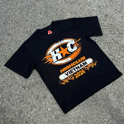 Áo thun HC RACING TEAM Tee - HIGHCLUB Tay lỡ cổ tròn màu ĐEN - UNISEX
