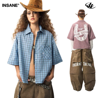 Áo Sơmi InsaneClo HORSESHOE PLAID SHIRT Form Boxy Unisex Vải Sơmi Nhập