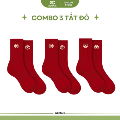 Combo 3 Tất Cao Cổ ECOCHIC Vớ Dệt Kim Siêu Bền Logo Thêu Chất Liêu Cao Cấp Chính Hãng A684