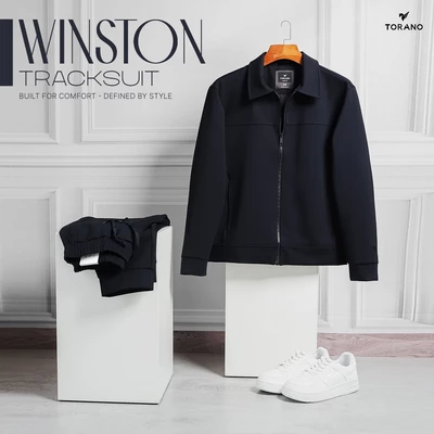 Quần Áo khoác nỉ WINSTON TRACKSUIT TORANO bộ trơn cổ bẻ thêu logo ở tay áo thanh lịch và trẻ trung GWCS821 GWBS821