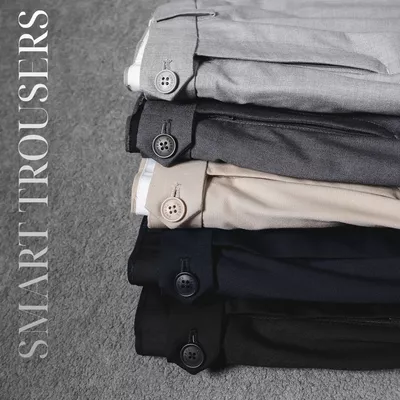 Quần âu nam SMART TROUSERS TORANO slimfit trơn cạp chun túi chéo thêu logo GABT892