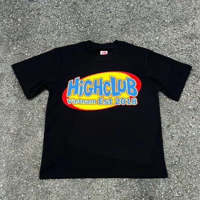 Áo thun HC STICKED - HIGHCLUB Tay lỡ cổ tròn màu ĐEN/TRẮNG - UNISEX