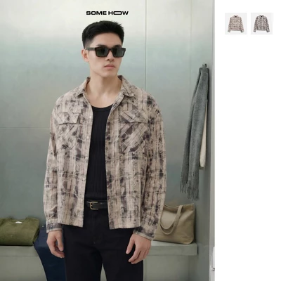 [N] Áo Sơ Mi Boxy Acid Wash Caro Camplife Cotton Thoải Mái Thiết Kế Phá Cách, SM0197 SOME HOW STORE