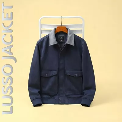 Áo khoác da lộn LUSSO JACKET TORANO basic cổ bẻ cúc dập logo Siêu Mịn, Cản Gió, Giữ Ấm GWCL502