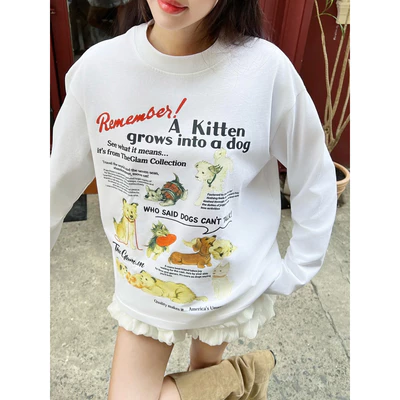 TheGlam CHÍNH HÃNG - Áo Thun Tay Dài Trắng “Dog Collection” UNISEX Form Boxy - TS02-10
