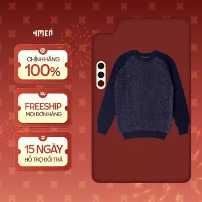 Áo len nam 4MEN AL011 phối tay raglan đẹp, vải mềm mại, giữ ấm tốt, phong cách trẻ trung, hiện đại