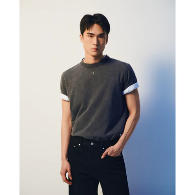 Eleven - Áo Thun Unisex Nam Nữ Hiệu Ứng Wash Thêu Mono | Màu Xám ( Wash )