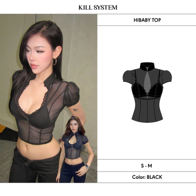 Áo xuyên thấu khoét cổ kèm bra HIBABY - 𝐊𝐈𝐋𝐋 𝐒𝐘𝐒𝐓𝐄𝐌
