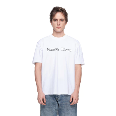 Eleven - Áo Thun Unisex Nam Nữ In Chữ Number Eleven Ngang | Màu Trắng