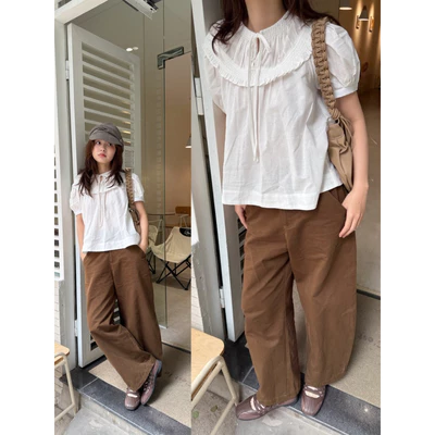 DOB - Áo kiểu linen cổ smocking bèo buộc nơ hàn | Mia |