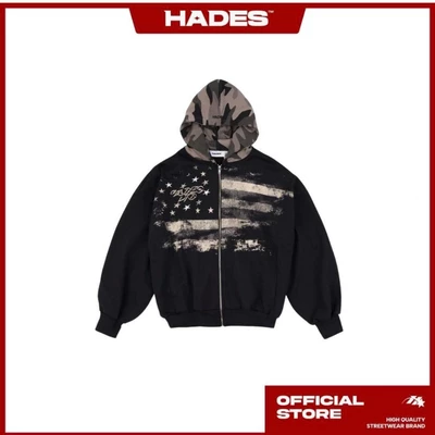 HADES REBEL NATION HOODIE BOXY - HADES Brand chính hãng Hoodie hoodie boxy khoá kéo unisex