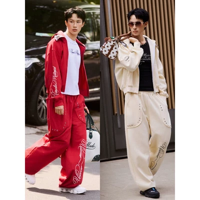 Hoodie Zip + Sweatpant Nỉ Bông - Roma Uncocver 2026 ( Màu Đỏ / Kem )