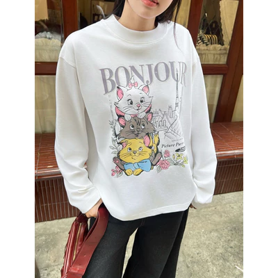 TheGlam CHÍNH HÃNG - Áo Thun Tay Dài UNISEX “BONJOUR” Màu Trắng - TS06-15