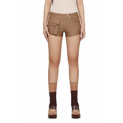 Quần Short Da Nữ Dáng Ngắn - BEUTER® WMNS LEATHER MINI SHORTS - OAK