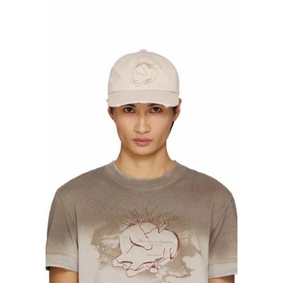 Nón thêu họa tiết hiệu ứng rách BEUTER® - “UNCAGED HEART” DISTRESS CAP - IVORY