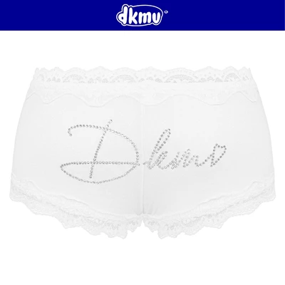 Quần bảo hộ màu trắng nữ DKMV hoạ tiết đính cườm phối logo cá đáng yêu viền ren tinh tế Poppy Safety Shorts | K-Q5-T