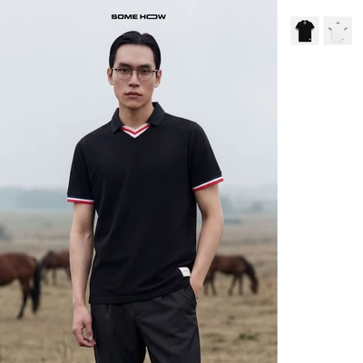 [N] Áo Polo Slimfit Cổ Tim Phối Bo Vải Cá Sấu Cotton 4 Chiều Thoải Mái Chỉn Chu, PL0217 SOME HOW STORE