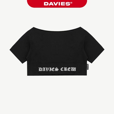 Áo thun croptop nữ form rộng DAVIES cổ ngang rộng chất liệu nỉ chân cua hình in chữ cá tính Legacy Croptop | D-T49-D