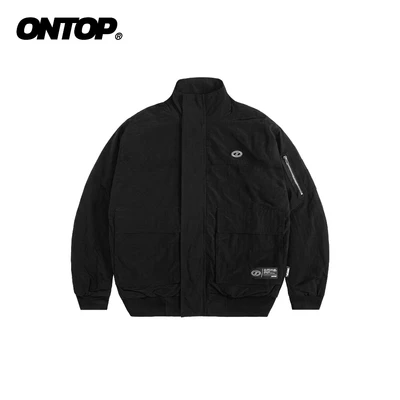 Áo khoác dù nhăn dày lót lưới ONTOP form đứng, có túi trong và khóa bảo vệ Tactical Bomber Jacket | O-AK10