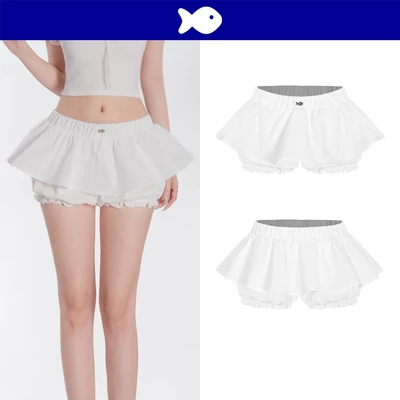 Chân váy xòe phối quần dáng bí DKMV lưng thun co giãn đính logo cá inox đáng yêu bồng bềnh Young Skirt | K-V12