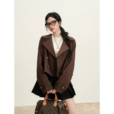 KIDO - Áo khoác dáng lửng KHAKI SHORT COAT