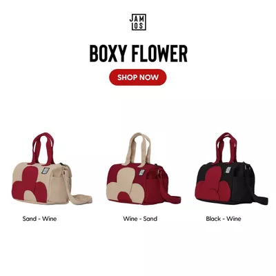 Boxy Flower - Túi vải canvas đeo chéo xách tay hoạ tiết hoa Jamlos