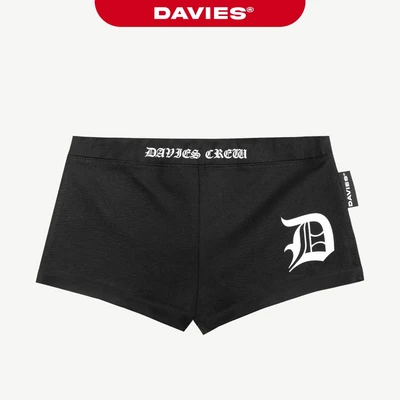 Quần đùi thun nữ ôm sát body DAVIES mini short cạp thấp thiết kế hình in lụa thun co giãn màu đen Legacy Short | D-Q16-D