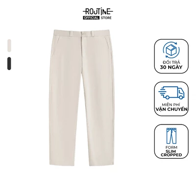 Quần Kaki Nam Cotton Trơn Form Slim Cropped - Routine 10F24PCA005