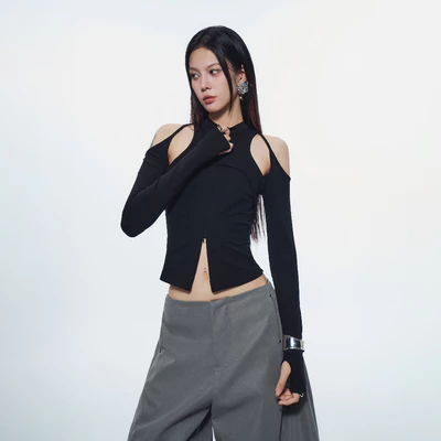 CASPIAN LONG SLEEVE TOP (BLACK) BunnyHill SSTS10